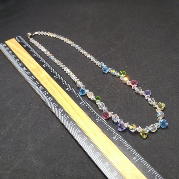 Swarovski Elements Crystal Hand-crafted Necklace, Clear AB Pastel Beads, 18 Inch - Picture 7 of 11